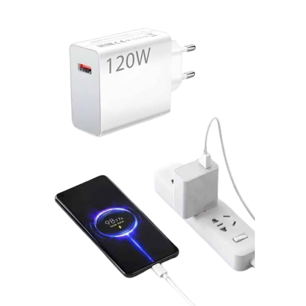 Type C Yüksek Hızlı Şarj Aleti Beyaz 120W Ultra Uzun Ömürlü