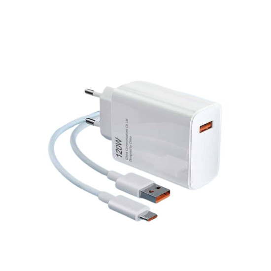 Type C Yüksek Hızlı Şarj Aleti Beyaz 120W Ultra Uzun Ömürlü