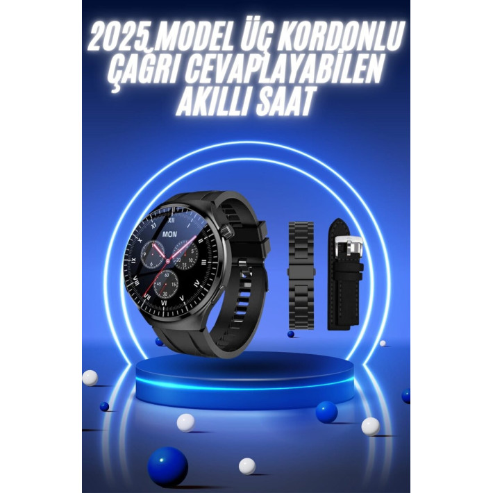 Akıllı Saat Yeni Nesil Üç Kordonlu Nabız Ölçer Çağrı Cevaplama