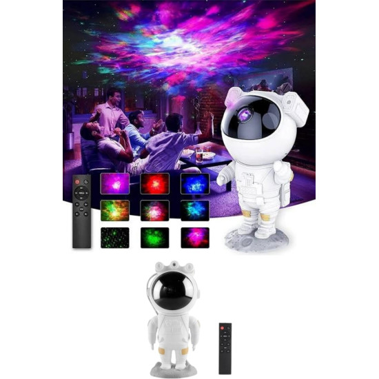 Astronot Şeklinde Bluetooth Hoparlör Gökyüzü Kumandalı Aydınlatma Lamb