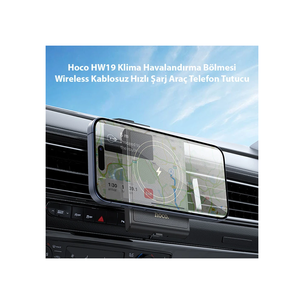 Hoco HW19 Klima Havalandırma Bölmesi Wireless Kablosuz Hızlı Şarj Araç