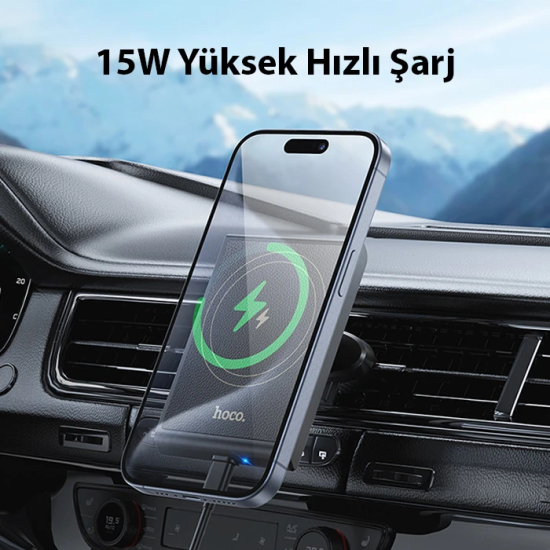 Hoco HW19 Klima Havalandırma Bölmesi Wireless Kablosuz Hızlı Şarj Araç