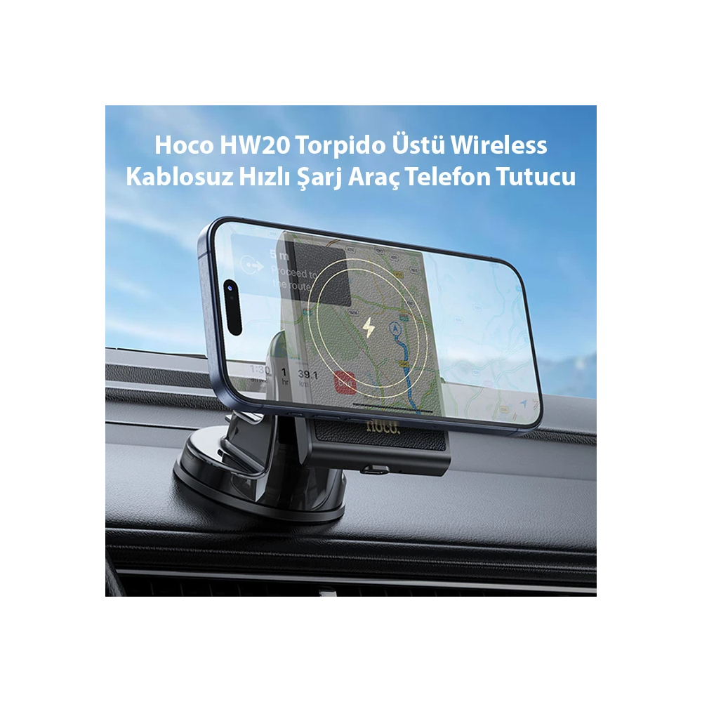 Hoco HW20 Torpido Üstü Wireless Kablosuz Hızlı Şarj Araç Telefon Tutuc
