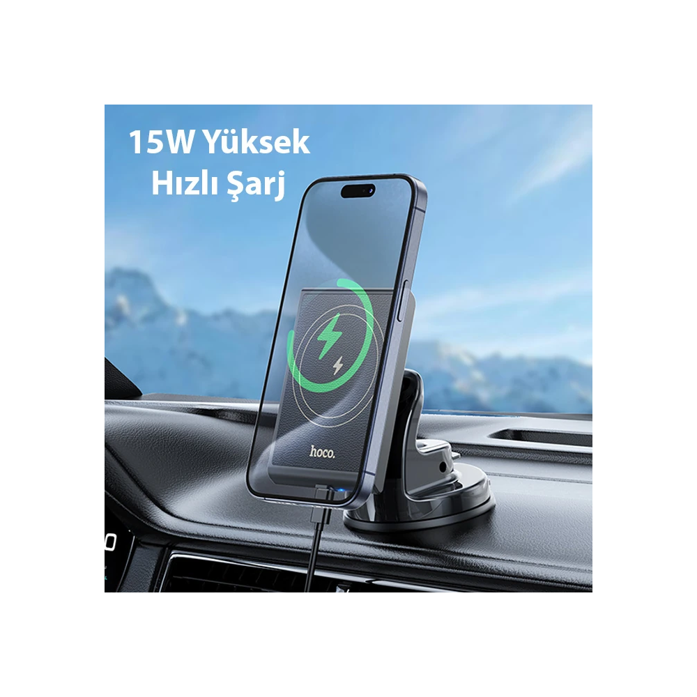 Hoco HW20 Torpido Üstü Wireless Kablosuz Hızlı Şarj Araç Telefon Tutuc