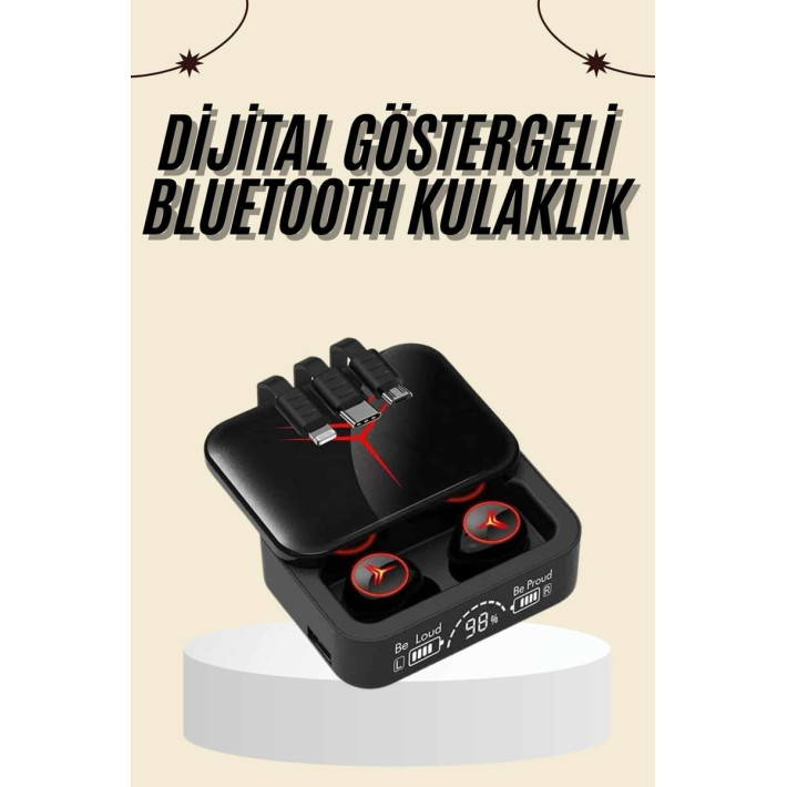 Kablosuz Şarj Göstergeli Powerbank Özellikli Bluetooth Kulaklık Çağrı 