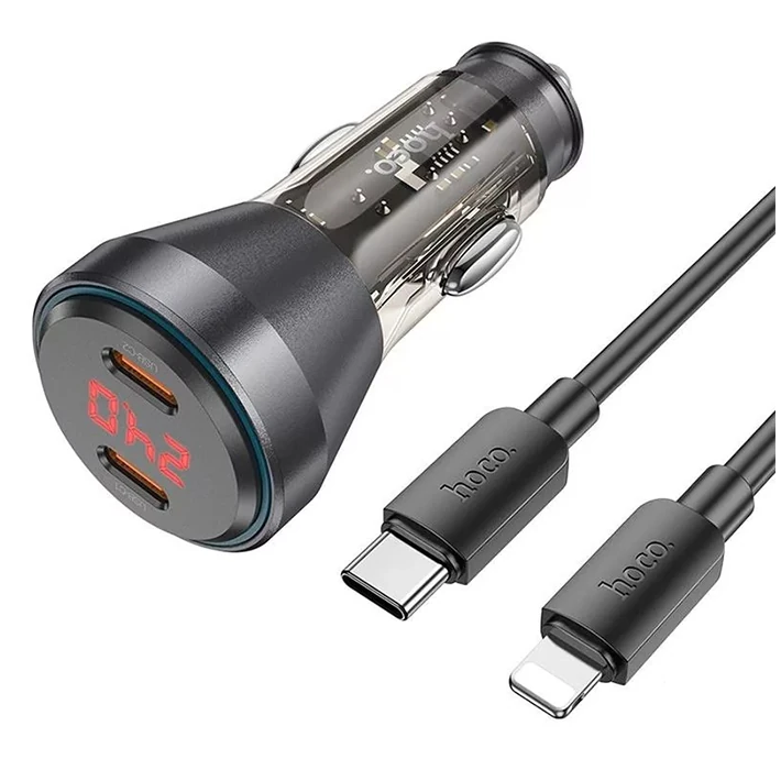 HOCO NZ12C Graceful PD60W 2 Type-C Girişli Araç Çakmaklı Hızlı Şarj Al