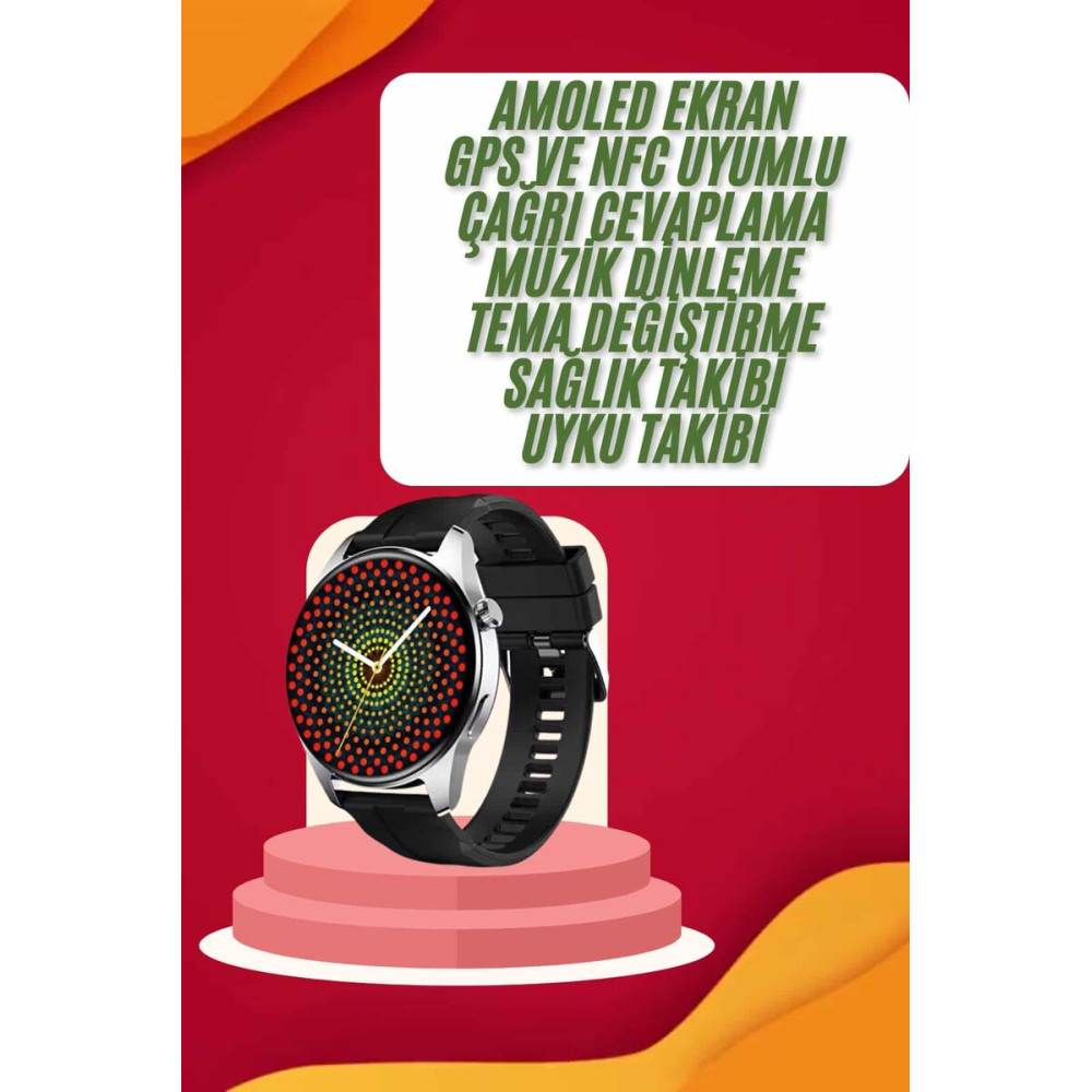 Yuvarlak Kasa 46mm Akıllı Saat Android Ve IOS Uyumlu Uyku ve Sağlık Ta