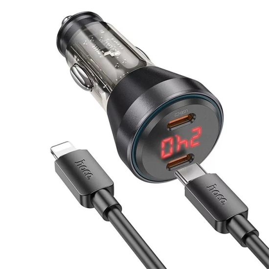 HOCO NZ12C Graceful PD60W 2 Type-C Girişli Araç Çakmaklı Hızlı Şarj Al