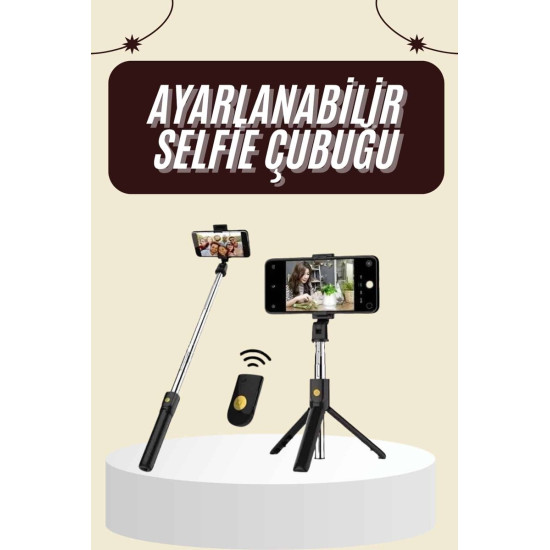 Cep Telefonu Tripod Standı Manyetik Selfie Sopa Bluetooth Uzaktan Kuma