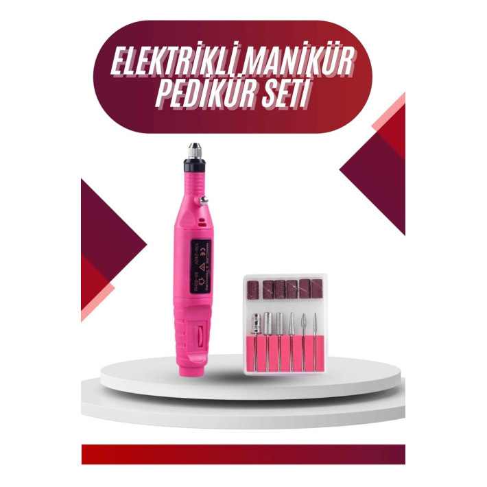 Elektrikli Profesyonel Manikür Pedikür Seti Değiştirilebilir Başlık Se