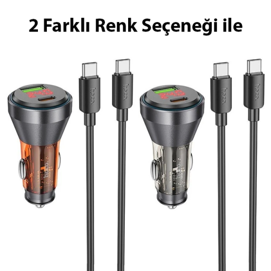 HOCO NZ12B Unimpeded PD48W USB + Type-C Araç Çakmaklı Hızlı Şarj Aleti