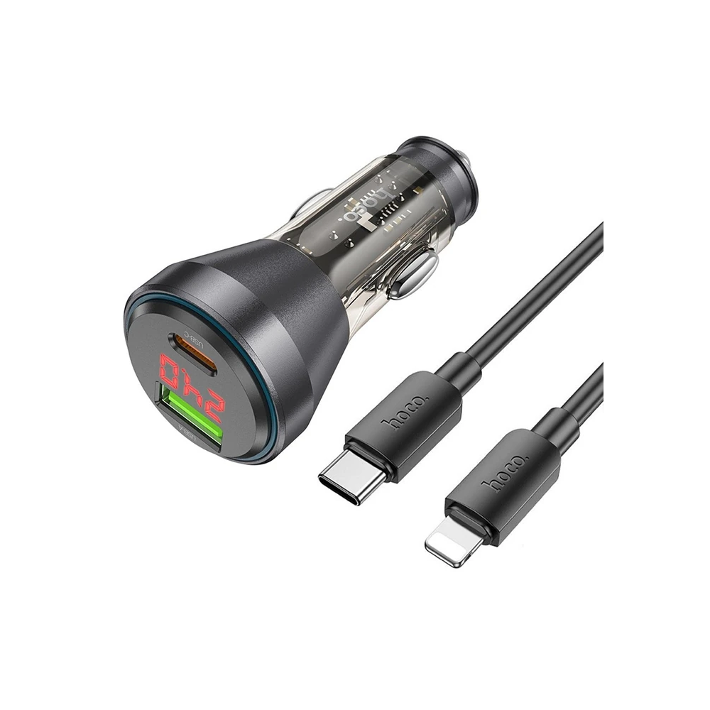 HOCO NZ12B Unimpeded PD48W USB + Type-C Araç Çakmaklı Hızlı Şarj Aleti