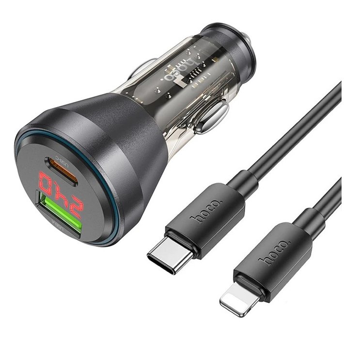 HOCO NZ12B Unimpeded PD48W USB + Type-C Araç Çakmaklı Hızlı Şarj Aleti