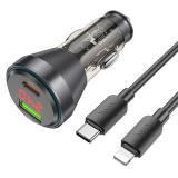 HOCO NZ12B Unimpeded PD48W USB + Type-C Araç Çakmaklı Hızlı Şarj Aleti