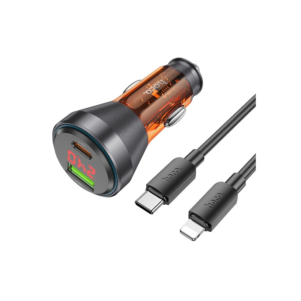 HOCO NZ12B Unimpeded PD48W USB + Type-C Araç Çakmaklı Hızlı Şarj Aleti