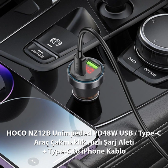 HOCO NZ12B Unimpeded PD48W USB + Type-C Araç Çakmaklı Hızlı Şarj Aleti