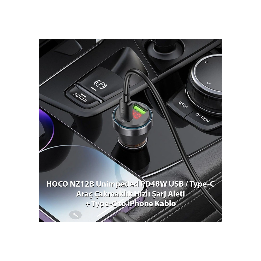 HOCO NZ12B Unimpeded PD48W USB + Type-C Araç Çakmaklı Hızlı Şarj Aleti