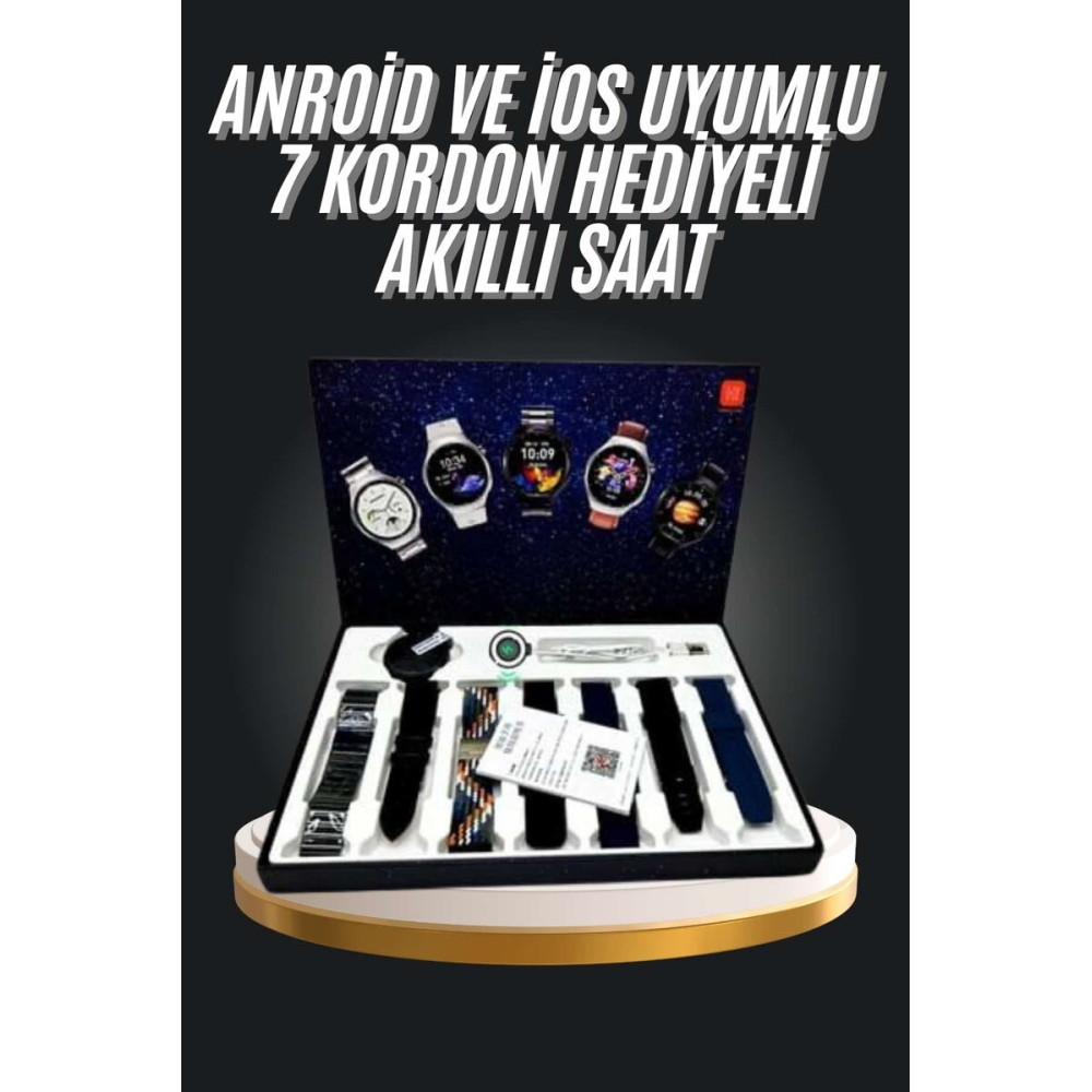 Kordonlu Akıllı Saat Siyah Kasa Dokunmatik Ekran Uyku ve Sağlık Takibi