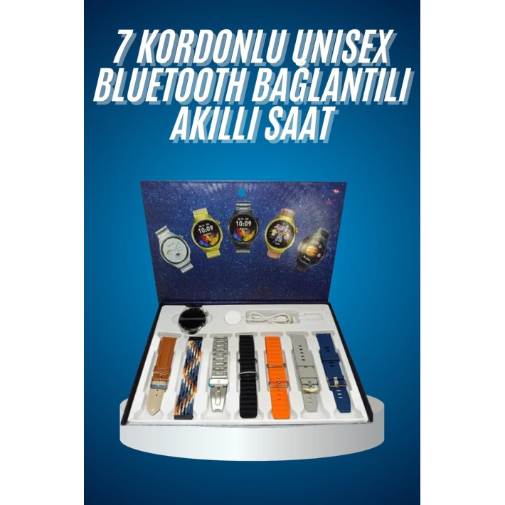 Yuvarlak Ekranlı 7 Kordonlu Akıllı Saat GPS Destekli Çoklu Kordon Seçe