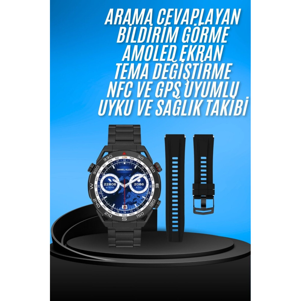 Akıllı Saat Çelik Kordonlu Amoled Ekran Android ve İOS Uyumlu Çağrı Ce