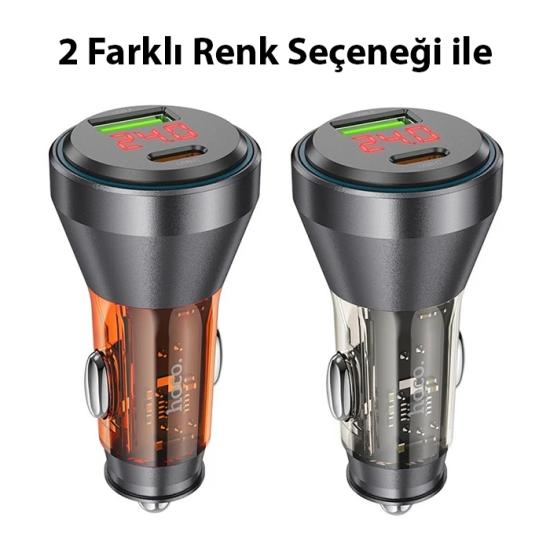 HOCO NZ12B Unimpeded PD48W USB + Type-C Araç Çakmaklık Hızlı Şarj Alet