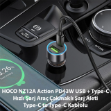 HOCO NZ12A Action PD43W USB + Type-C Araç Çakmaklık Hızlı Şarj Aleti +