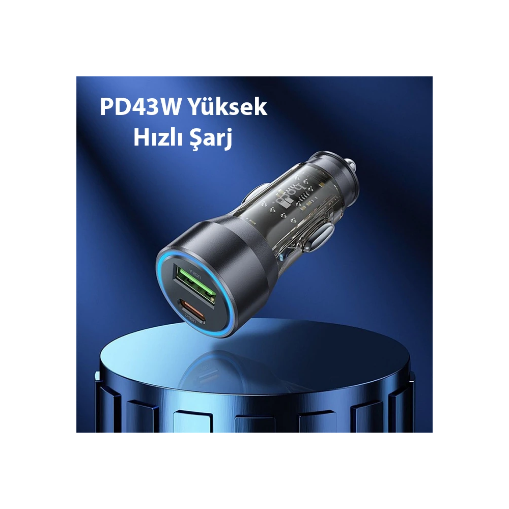 HOCO NZ12A Action PD43W USB + Type-C Araç Çakmaklık Hızlı Şarj Aleti +
