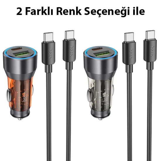 HOCO NZ12A Action PD43W USB + Type-C Araç Çakmaklık Hızlı Şarj Aleti +