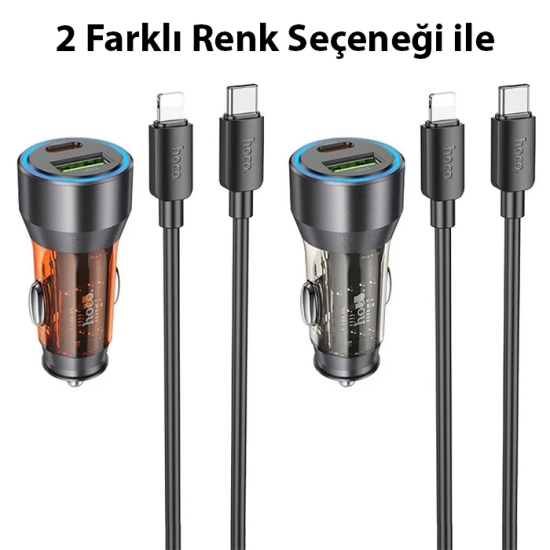 HOCO NZ12A Action PD43W USB + Type-C Araç Çakmaklık Hızlı Şarj Aleti +