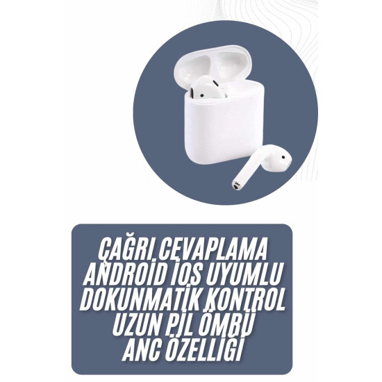 2025 Model Çağrı Cevaplayabilen Bluetooth Kulaklık Beyaz Dokunmatik Ko