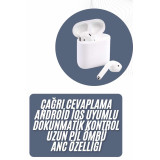 2025 Model Çağrı Cevaplayabilen Bluetooth Kulaklık Beyaz Dokunmatik Ko