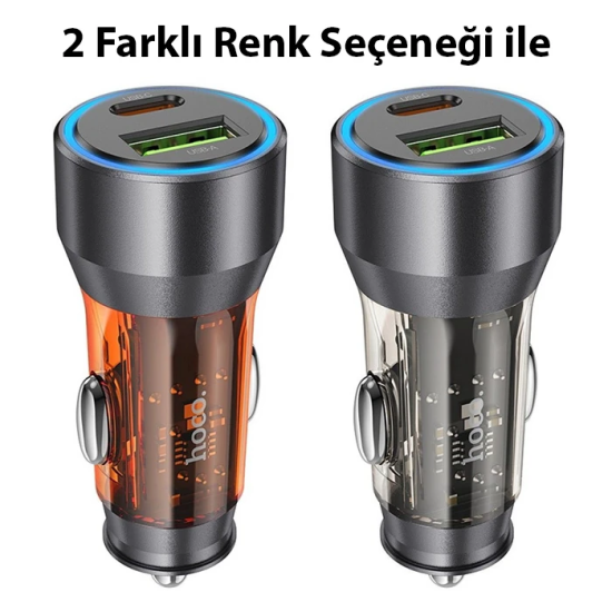 HOCO NZ12A Action PD43W USB + Type-C Hızlı Şarj Araç Çakmaklı Şarj Ale