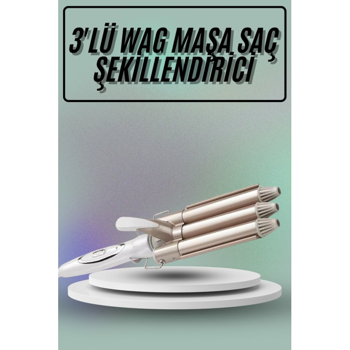 Saç Şekillendirici Wag Maşa Üçlü Yüksek Isı Ayarlı Seramik Kaplama
