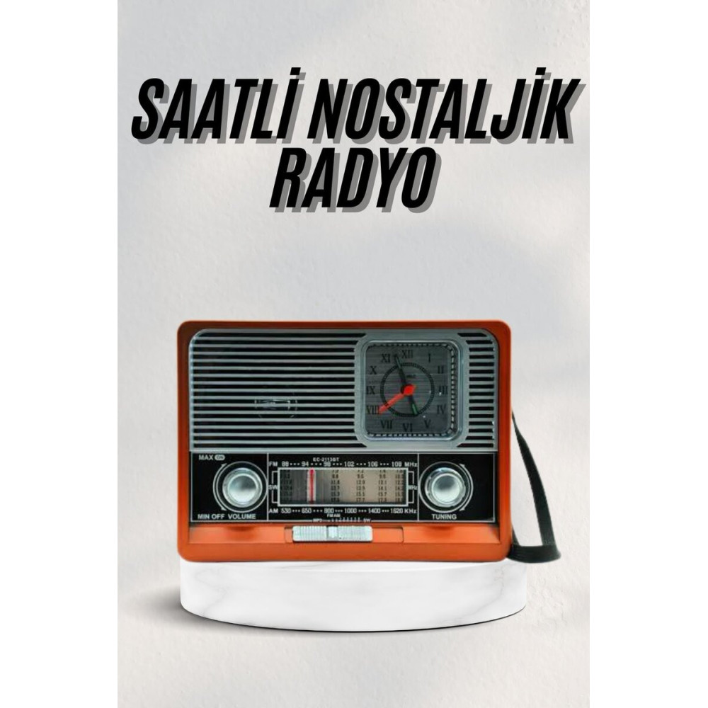 Vintage Nostaljik Radyo AUX USB SD Kart Girişli Şarjlı Bluetooth Bağla