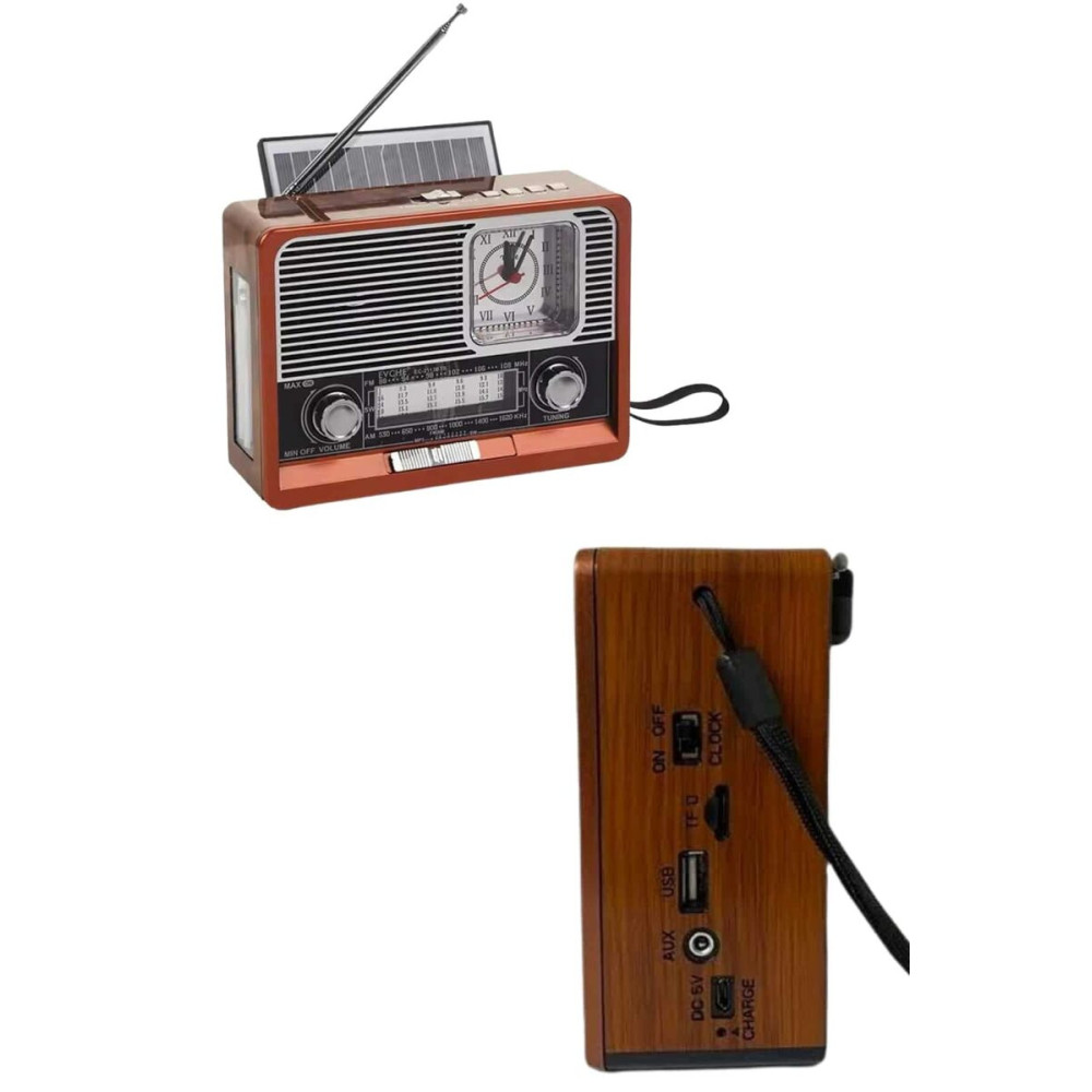 Vintage Nostaljik Radyo AUX USB SD Kart Girişli Şarjlı Bluetooth Bağla