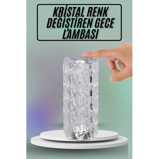 Masa ve Gece Lambası Şık ve Dayanıklı Sensörlü Şarjlı Kristal Lamba