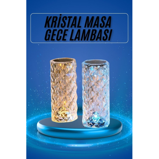 Yeni Nesil Modern Kristal Masa ve Gece Lambası Dokunmatik Renk Değişti