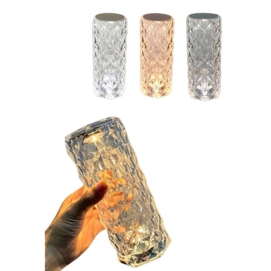 Yeni Nesil Modern Kristal Masa ve Gece Lambası Dokunmatik Renk Değişti