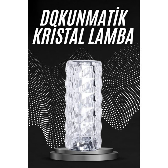 Kristal Lamba Masa Lambası Şarjlı Masa Lambası Dokunmatik Sensör Usb Ş