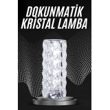 Kristal Lamba Masa Lambası Şarjlı Masa Lambası Dokunmatik Sensör Usb Ş