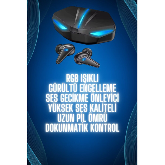 Bluetooth Kulaklık Oyuncu Kulaklığı RGB Işıklı Oyunlarda Düşük Gecikme