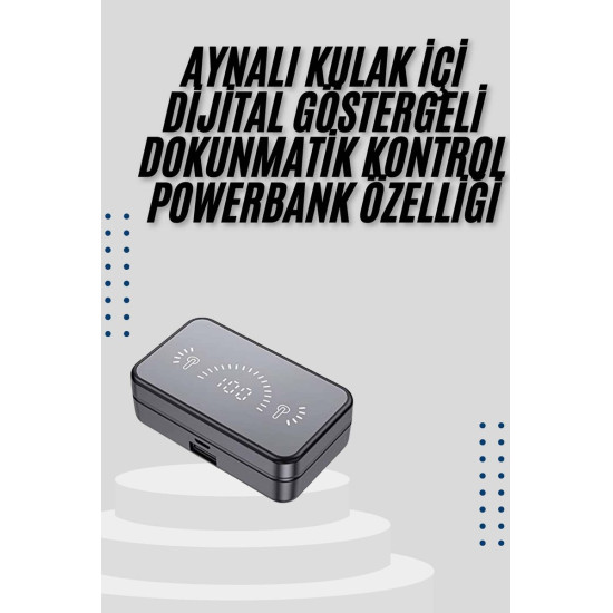 Yeni Nesil Kablosuz Kulaklık Aynalı Powerbank Özellikli Bluetooth Bağl