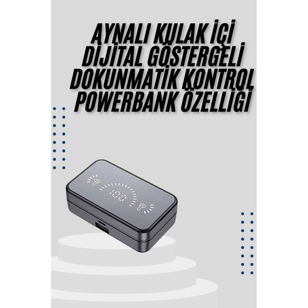 Yeni Nesil Kablosuz Kulaklık Aynalı Powerbank Özellikli Bluetooth Bağl