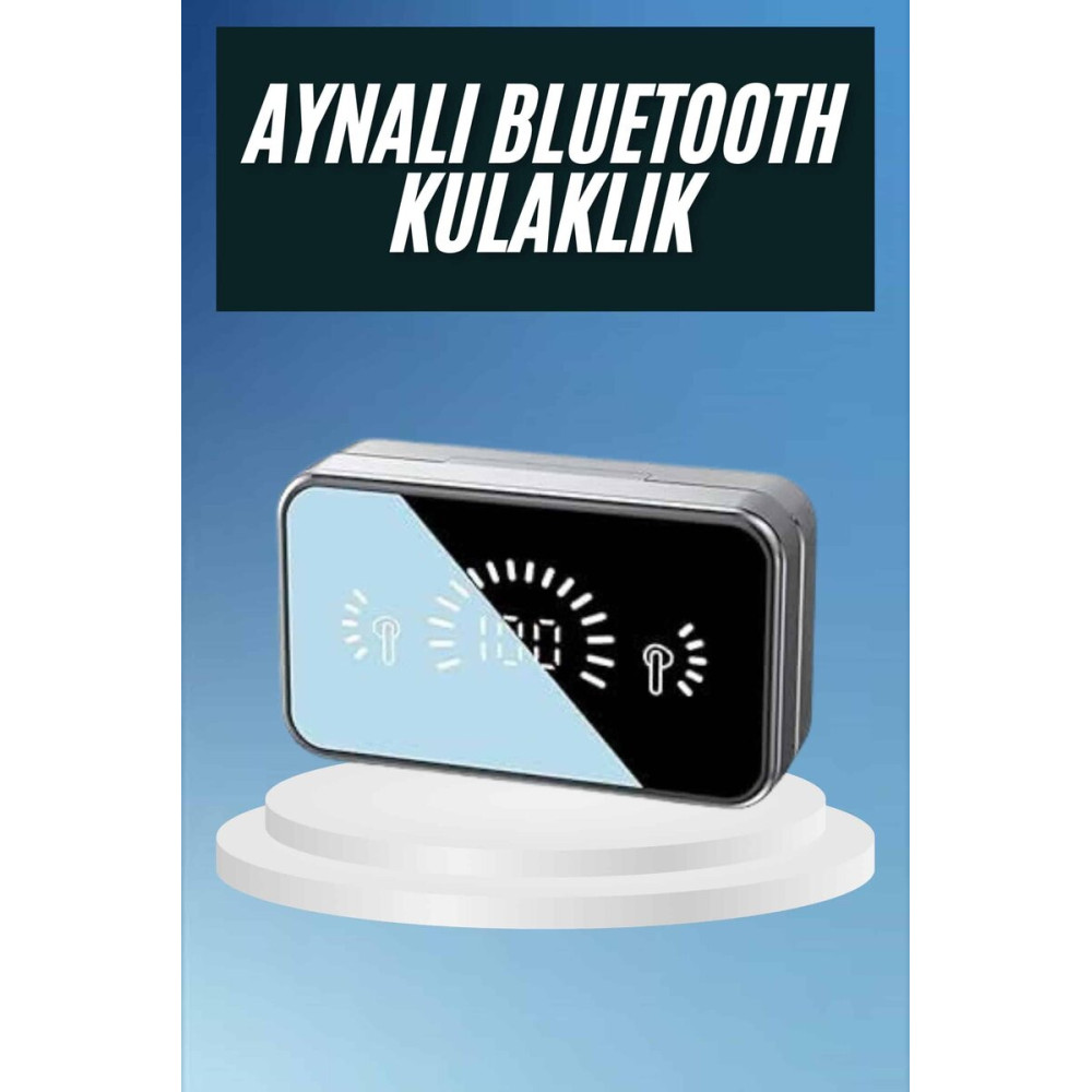 Powerbankli Bluetooth Kulaklık Yüksek Ses Aynalı Çift Dijital Gösterge