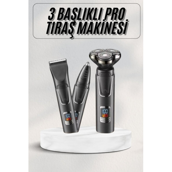 Yüksek Performanslı 3 Başlıklı Profesyonel Şarjlı Islak ve Kuru Kullan