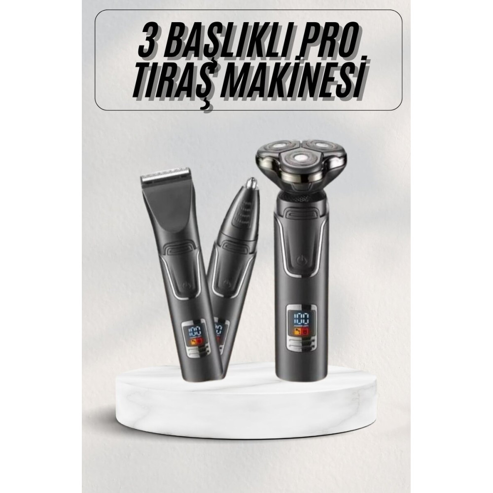 Yüksek Performanslı 3 Başlıklı Profesyonel Şarjlı Islak ve Kuru Kullan