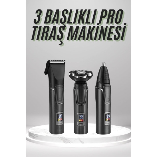 Dijital Göstergeli 3 Başlıklı Tıraş Makinesi Islak Kuru Lazer Öncesi G