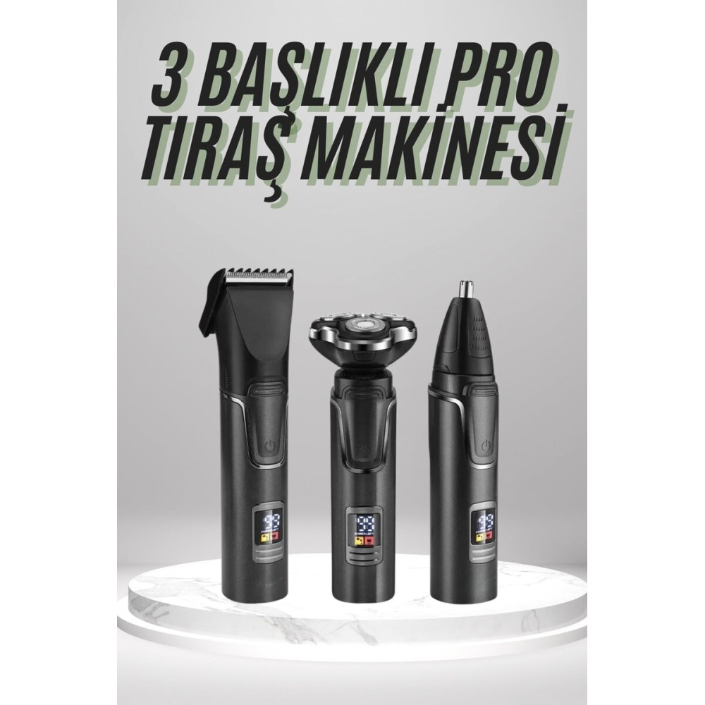 Dijital Göstergeli 3 Başlıklı Tıraş Makinesi Islak Kuru Lazer Öncesi G