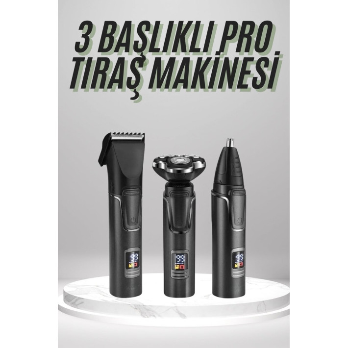 Dijital Göstergeli 3 Başlıklı Tıraş Makinesi Islak Kuru Lazer Öncesi G