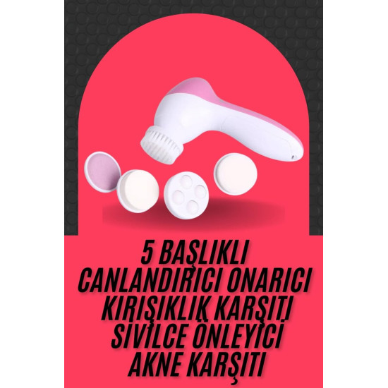Cilt Temizleme ve Masaj Aleti 5 Başlıklı Akne ve Sivilce Önleyici